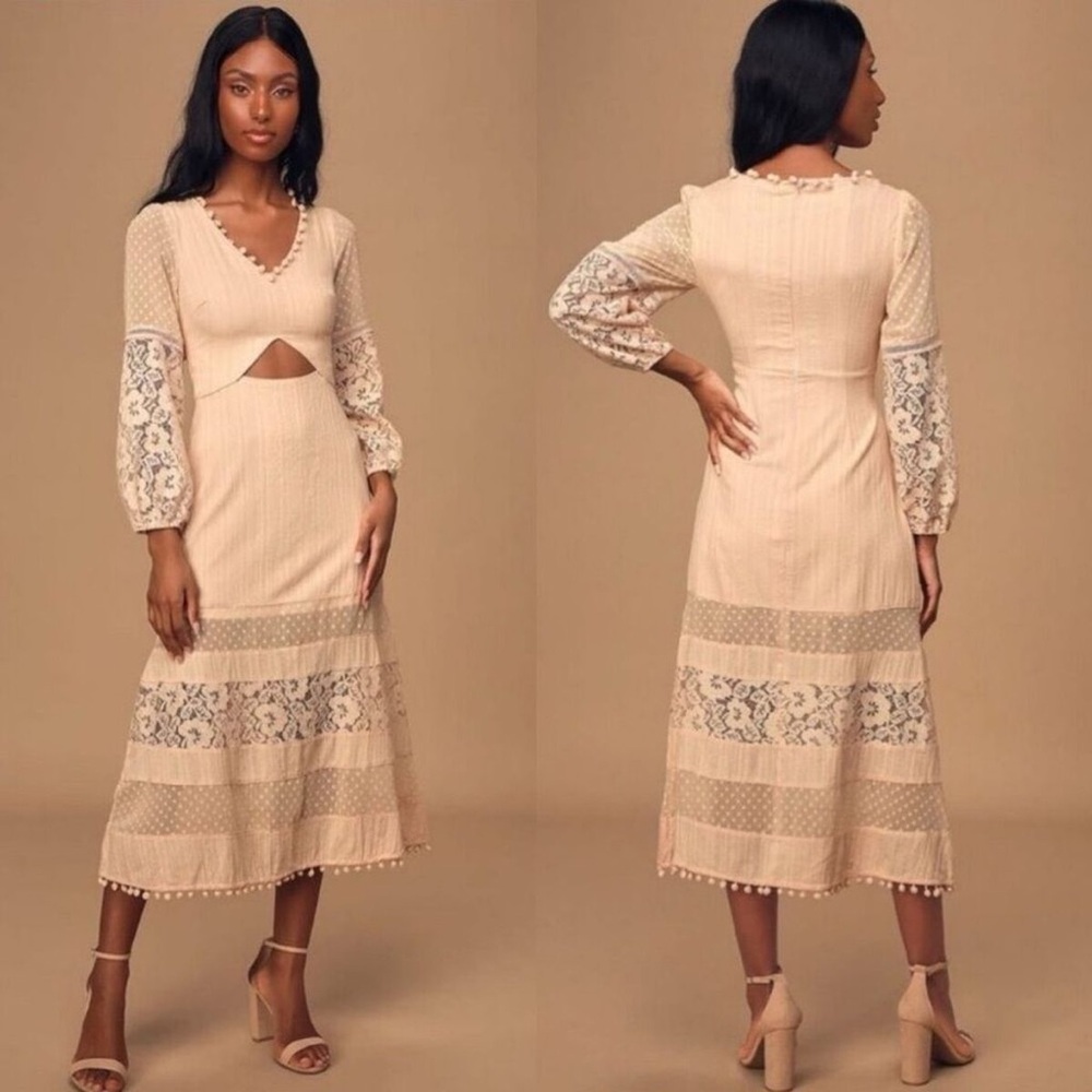 LULUS Modern Menagerie Lace Midi Dress